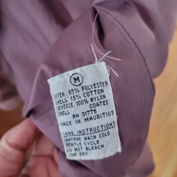 Vintage Reversible Purple Nylon & Patterned Fleece Jacket With Drawstring Hood & - Picture 3 of 5